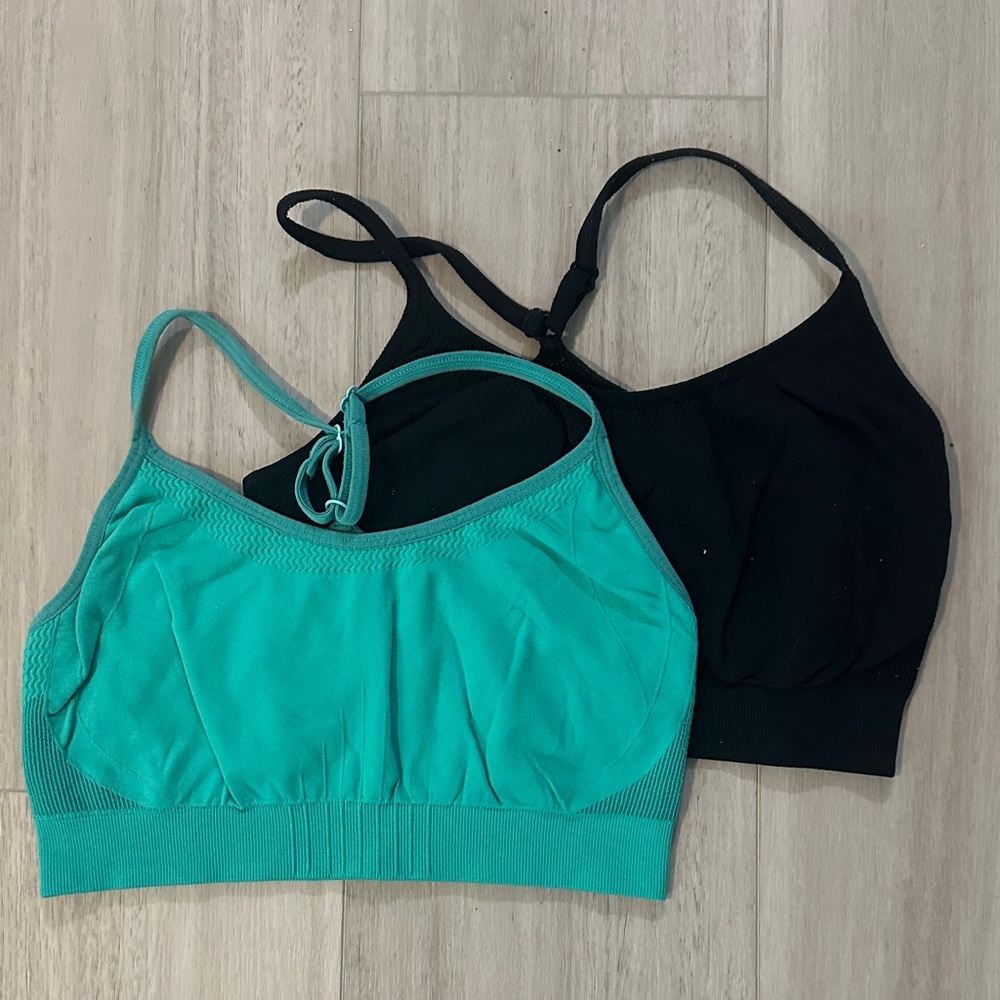 Women's Aspire Teal and Black Sports Bra 2 For 1